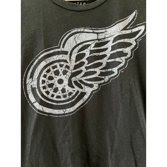 Vtg Women's Detroit Red Wings Hockey Black T-Shirt 1931 National Anthem Presents - Picture 3 of 8